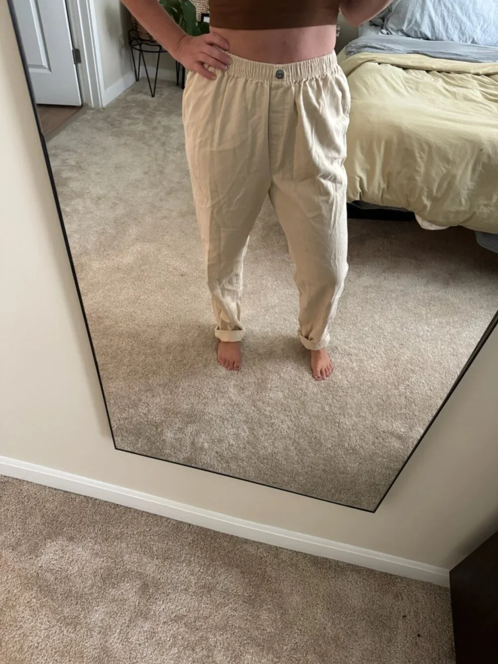 Vintage Cream Cotton Lounge Pants Size Large Tall